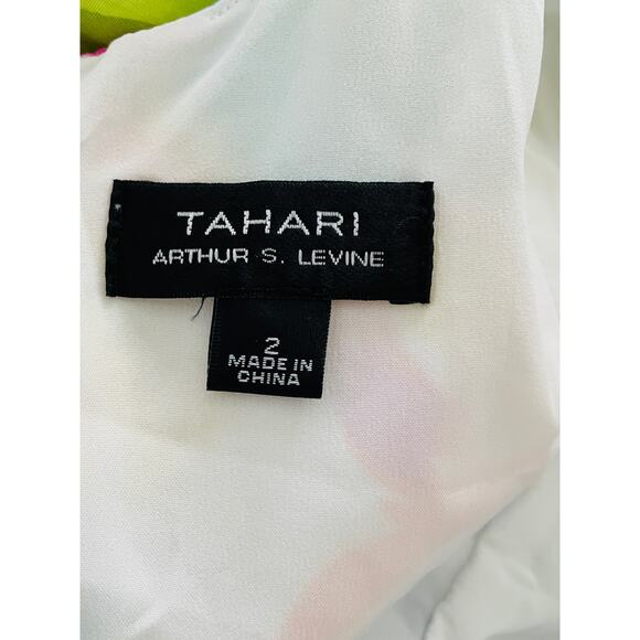 Tahari Tropical Floral Tiered Tie Back Midi Dress - Picture 10 of 10